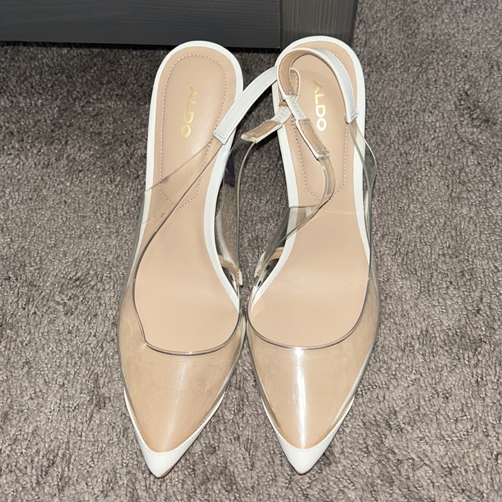 Aldo White clear heels